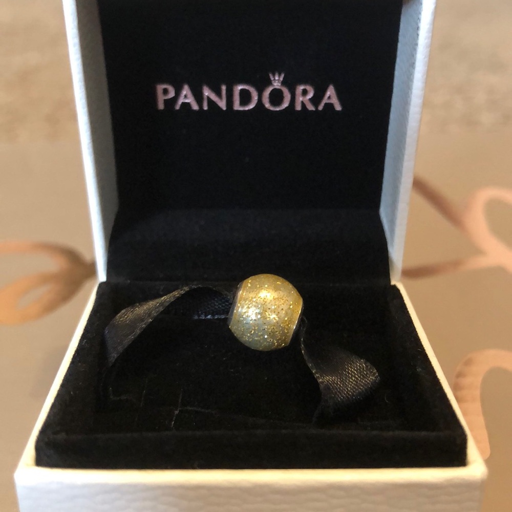 PANDORA charm- gold sparkly ball